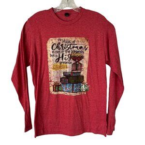 Graphic Tshirt Christmas Themed Womens Medium Red